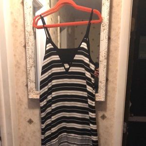 Black and white striped dress, ankle length, lg